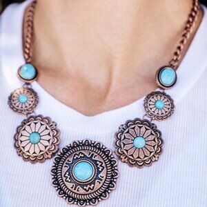 Turquoise and Copper necklace - Mayan Marvel
